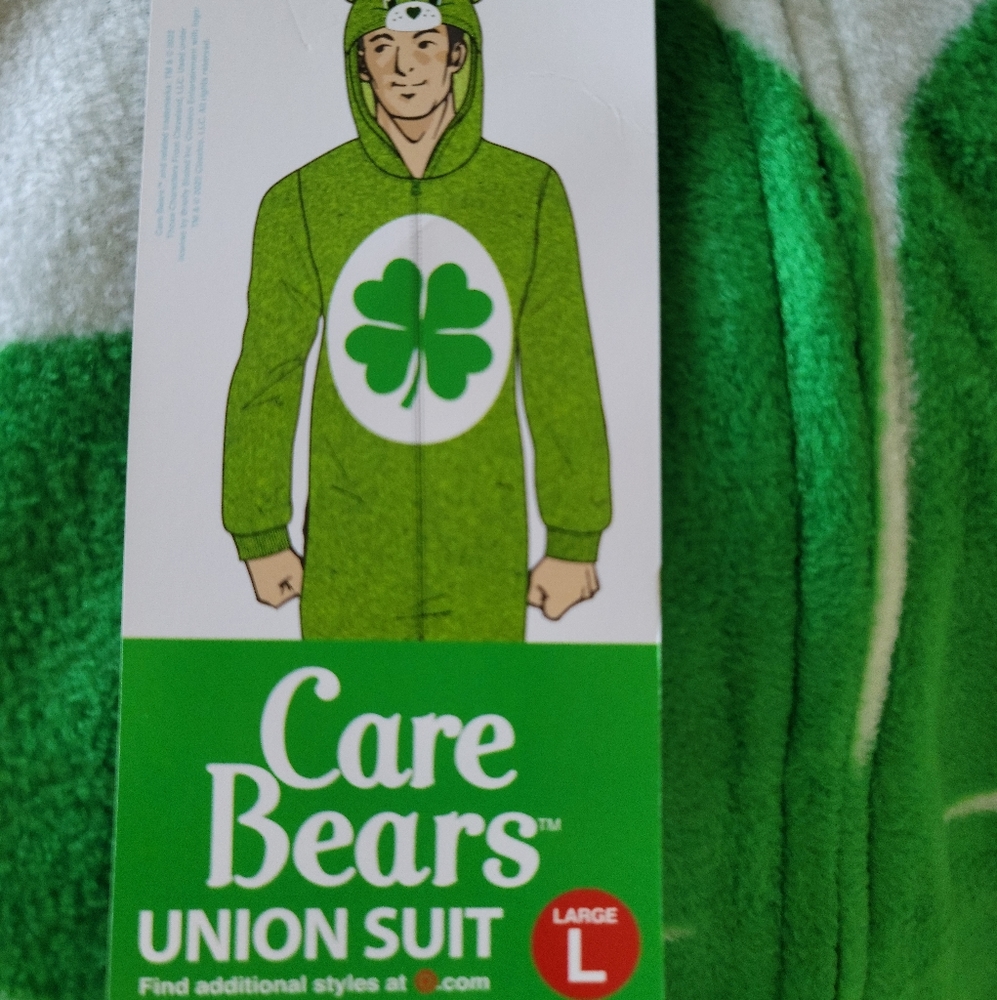 Good Luck Care Bear green union suit L onesie